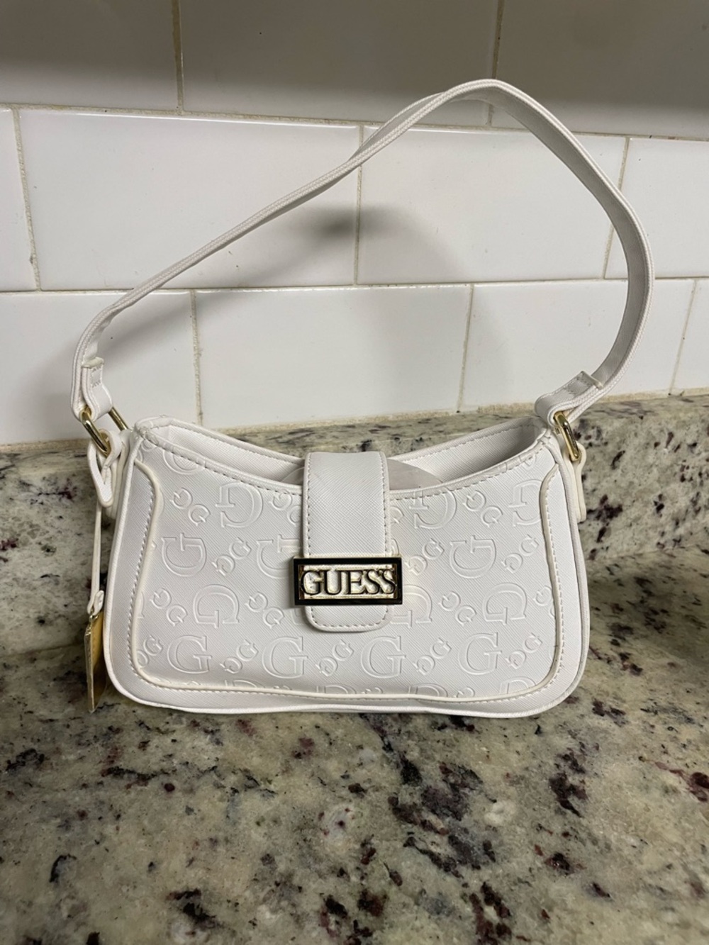 GUESS Factory Sabrina Mini Shoulder Bag featuring embossed logo detailing